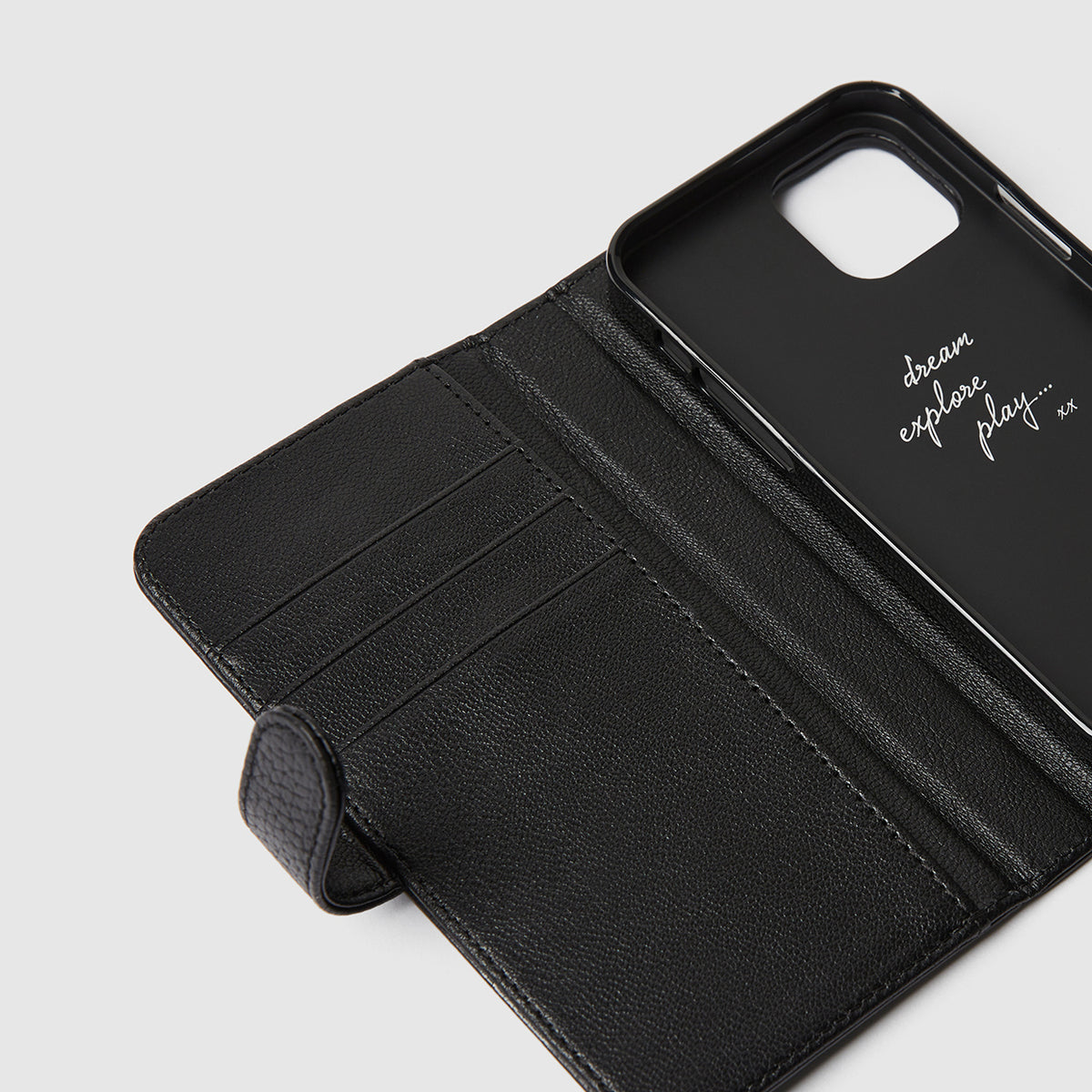 Mim-Mazing Flip Case For iPhone 12-12 Pro - Black Silver