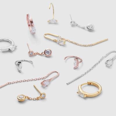 Shimmer Sterling Silver Single Stud Earring - Rose Gold