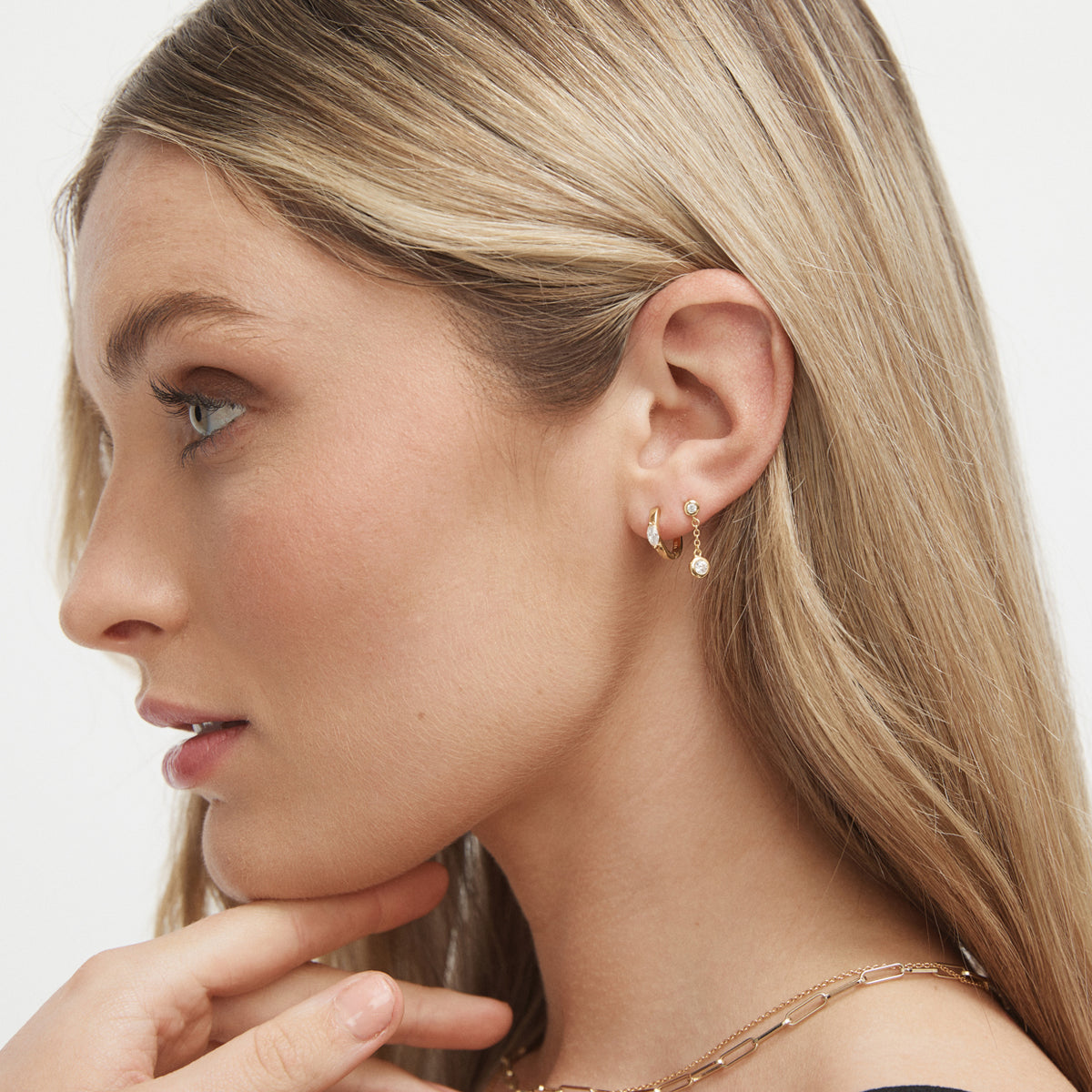 Shimmer Sterling Silver Single Stud Earring - Gold