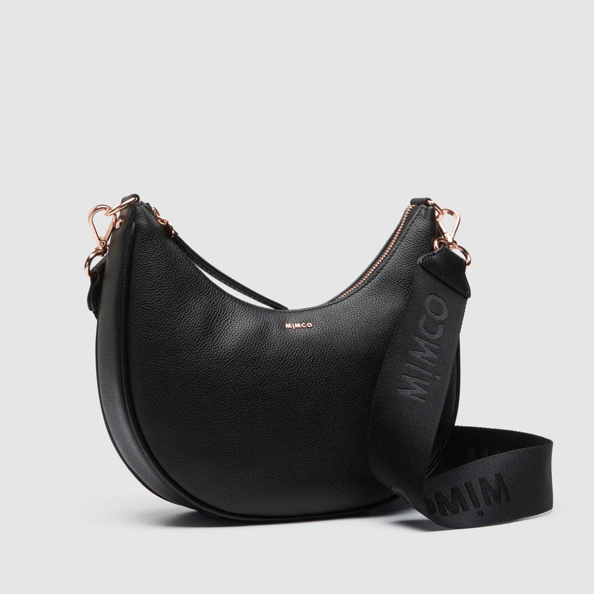 Classico Crescent Crossbody Bag - Black Rose Gold