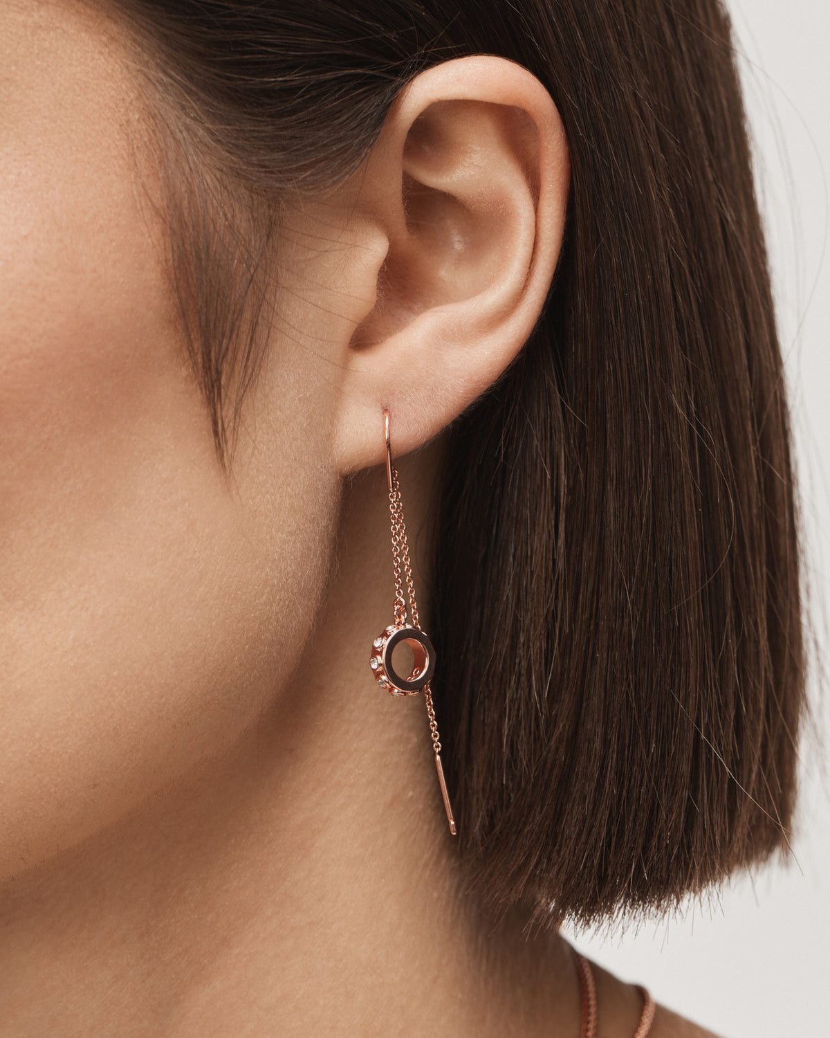 Halo Thread Earrings - Rose Gold
