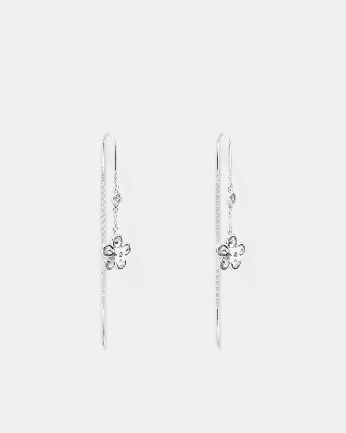 Fleur Thread Earrings - Silver
