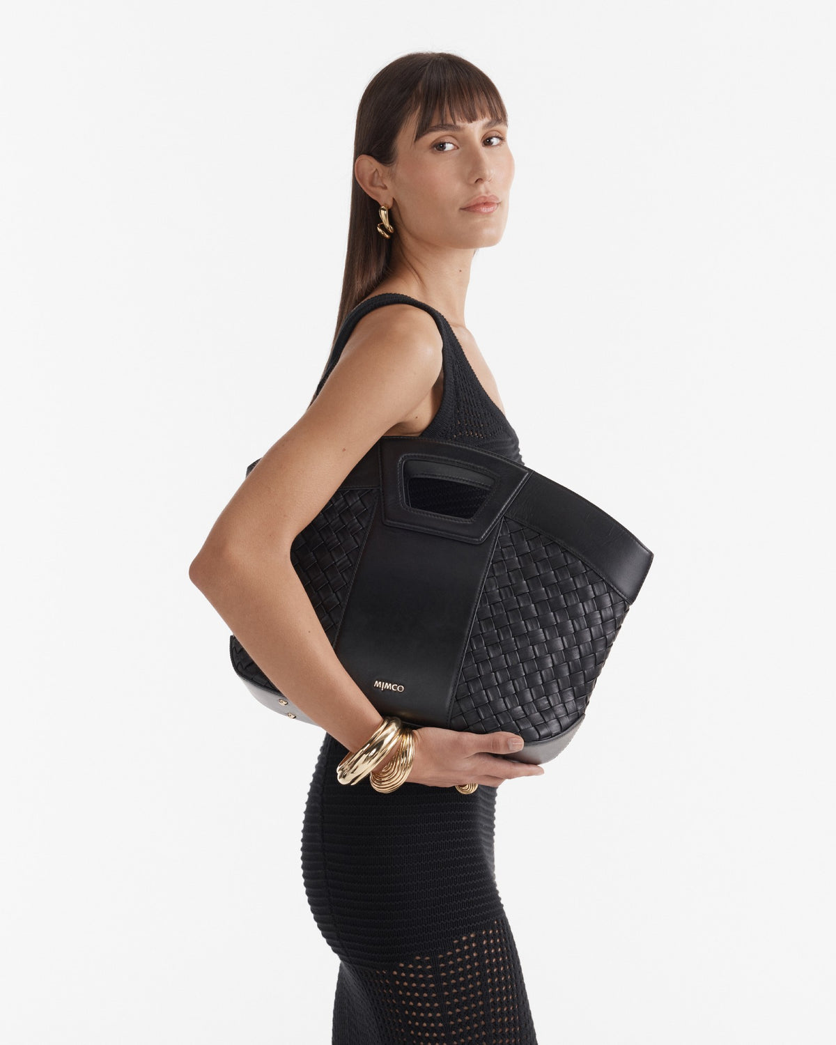 Palm Springs Basket Bag - Black Light Gold