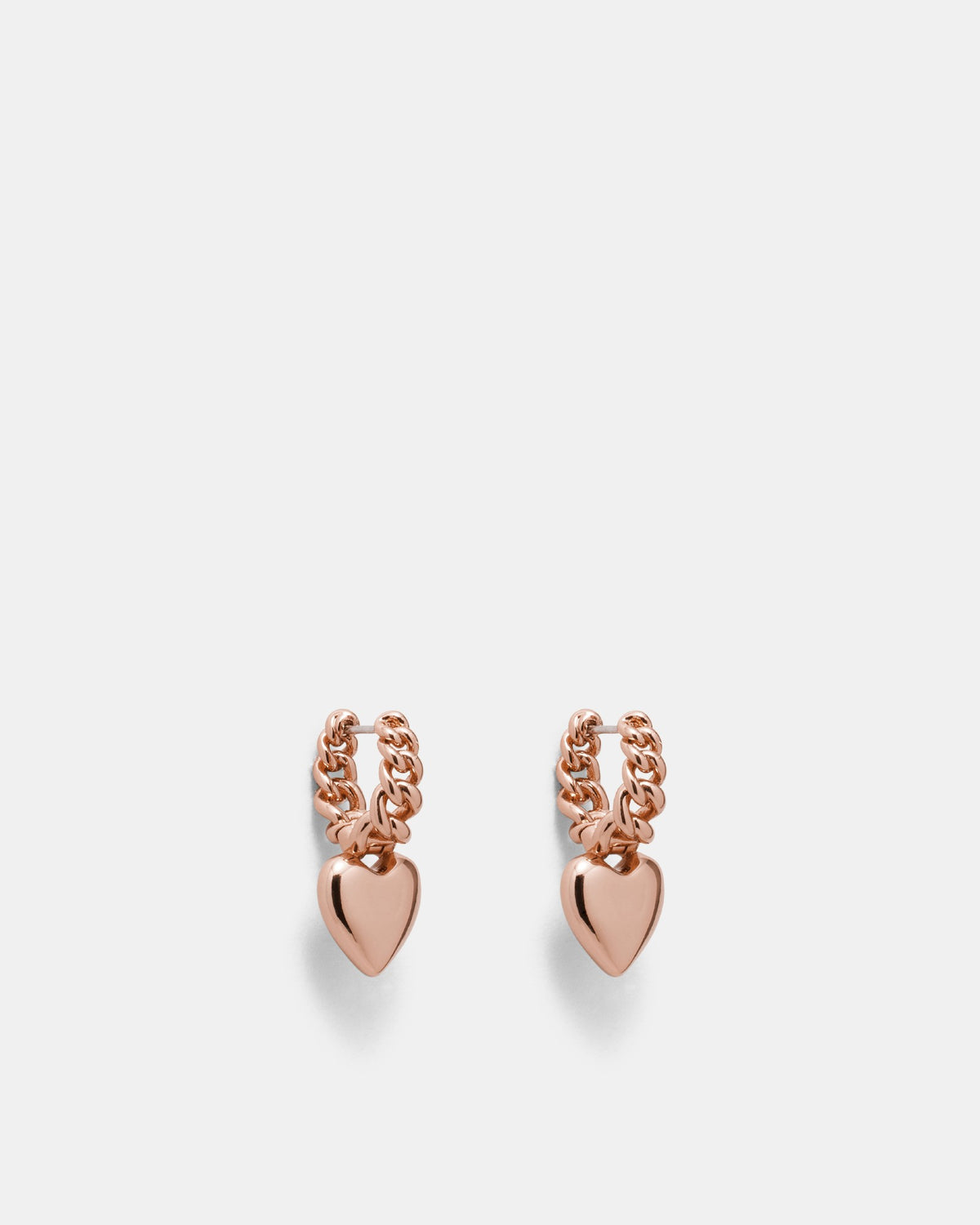 Chain Of Hearts Hoop Earrings - Rose Gold