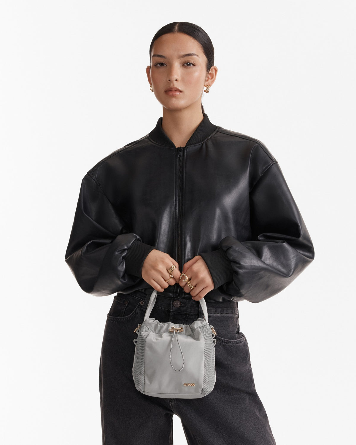 Cady Mini Bucket Crossbody Bag - Grey Sky