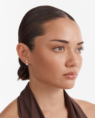 Essense Pearl Stud Earrings - Rose Gold