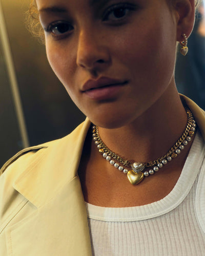 Upbeat Heart Necklace - Pearl