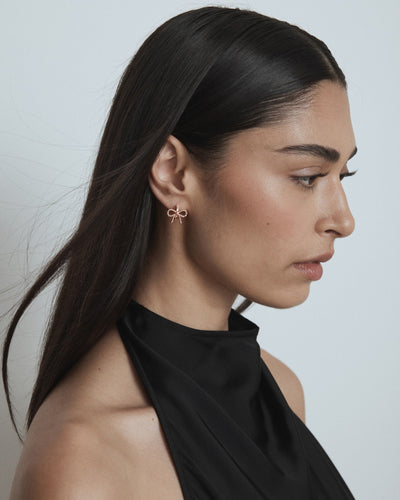 Tie A Bow Hoop Earrings - Rose Gold