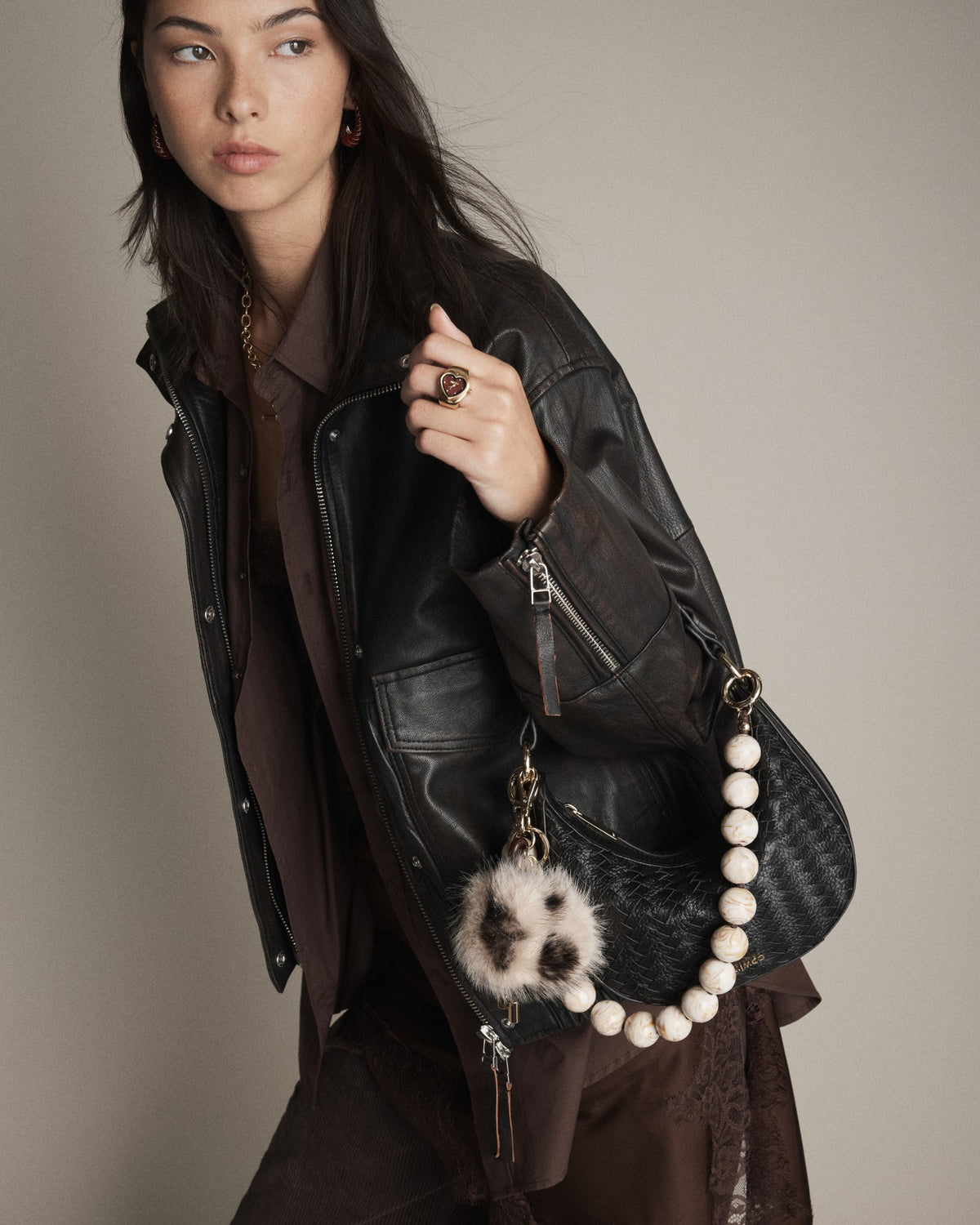 Luna Mini Crescent Bag - Black