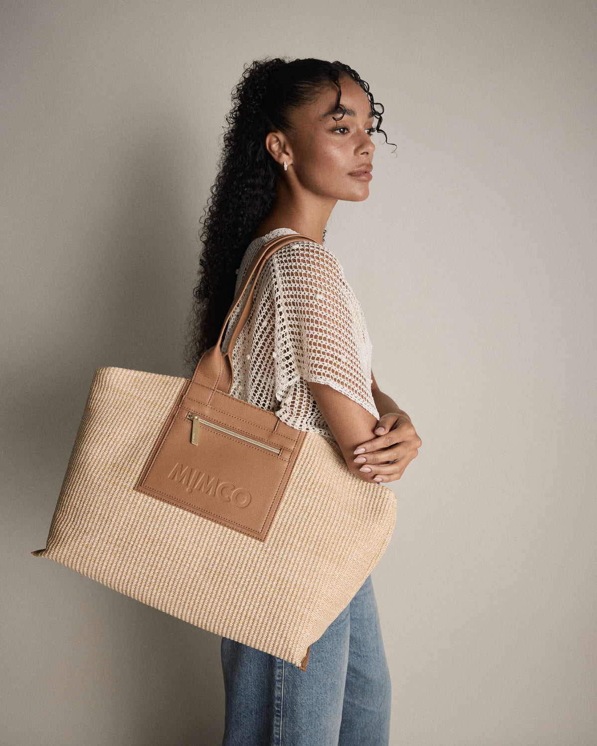 Patch Textured Tote Bag